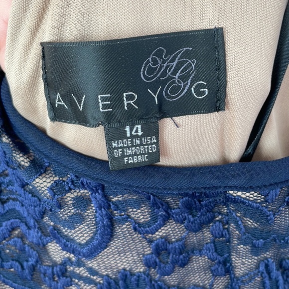 Avery G Navy Halter Fit and Flare Dress - Picture 8 of 9